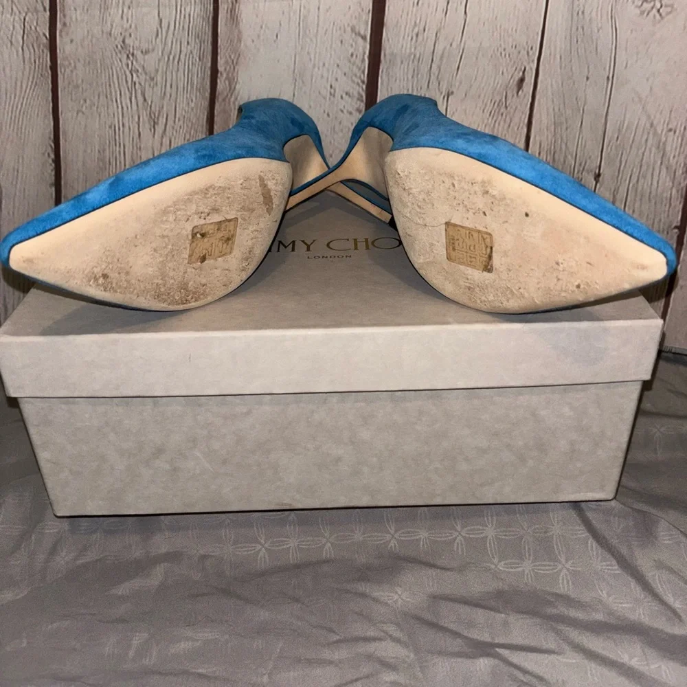 Jimmy Choo Romy 85 Blue Pumps - Picture 5 of 7